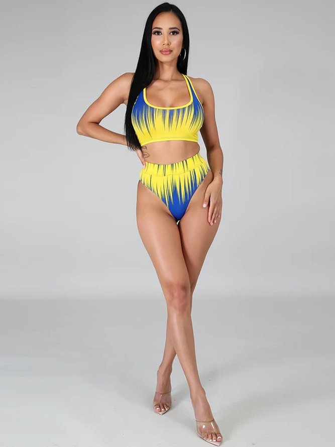 De Mujeres Abstracto Estampado Tres Trozo Talla Grande Bikini Bañador