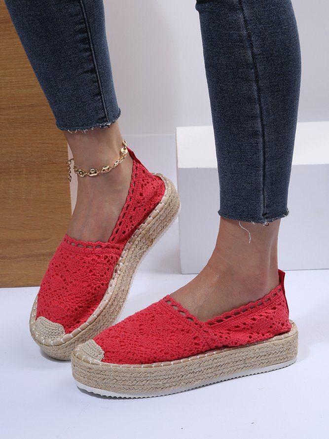 Zapatos De Plataforma Hueco De Encaje Pajita Suela