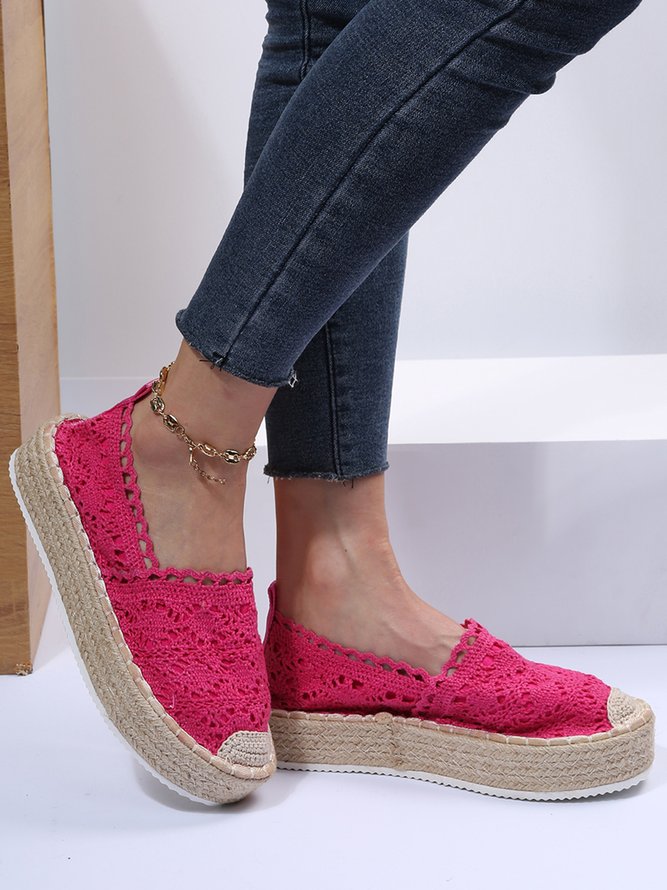 Zapatos De Plataforma Hueco De Encaje Pajita Suela