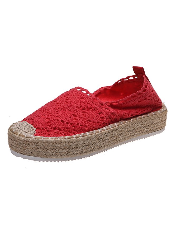 Zapatos De Plataforma Hueco De Encaje Pajita Suela