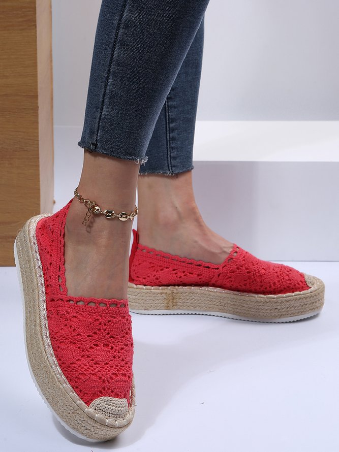 Zapatos De Plataforma Hueco De Encaje Pajita Suela