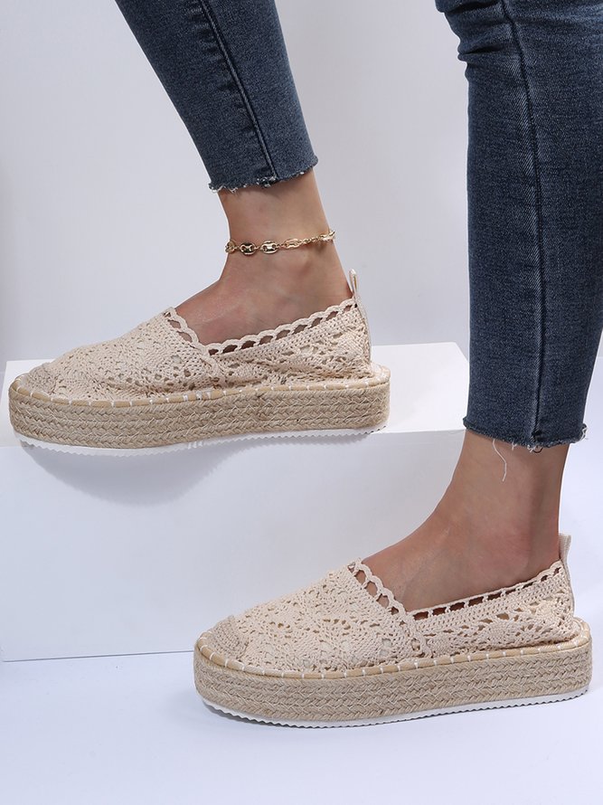 Zapatos De Plataforma Hueco De Encaje Pajita Suela