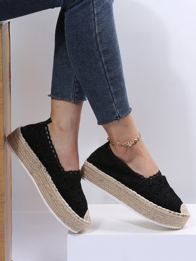 Zapatos De Plataforma Hueco De Encaje Pajita Suela