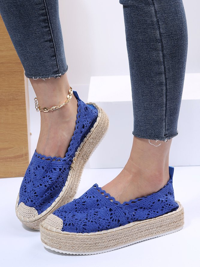 Zapatos De Plataforma Hueco De Encaje Pajita Suela