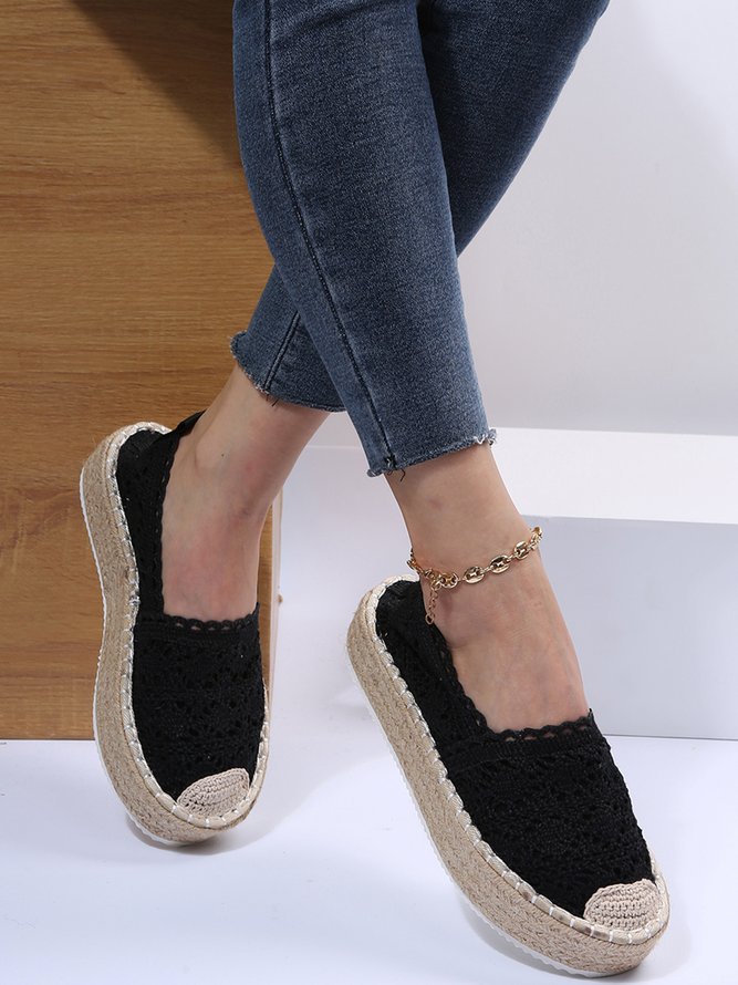Zapatos De Plataforma Hueco De Encaje Pajita Suela