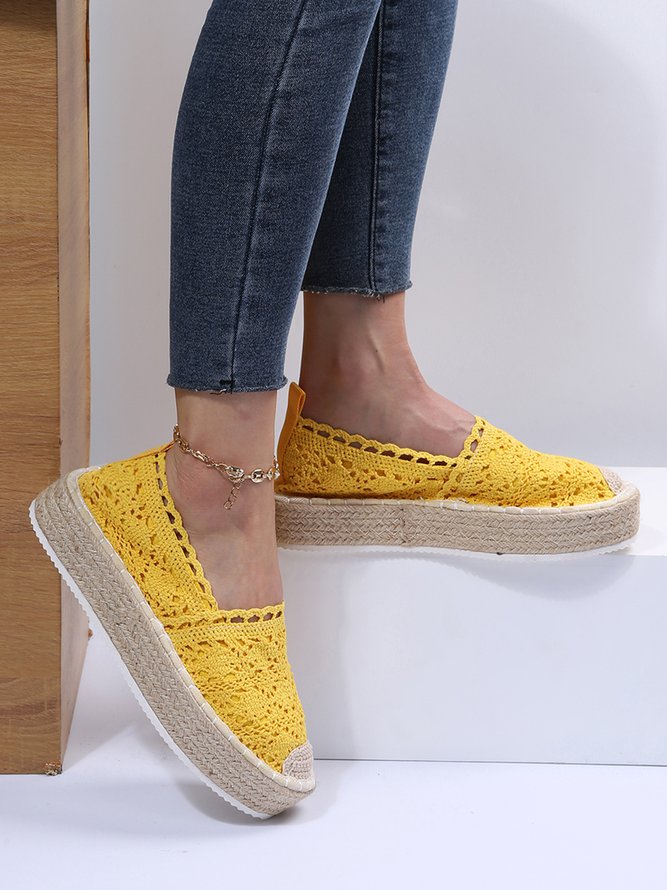 Zapatos De Plataforma Hueco De Encaje Pajita Suela