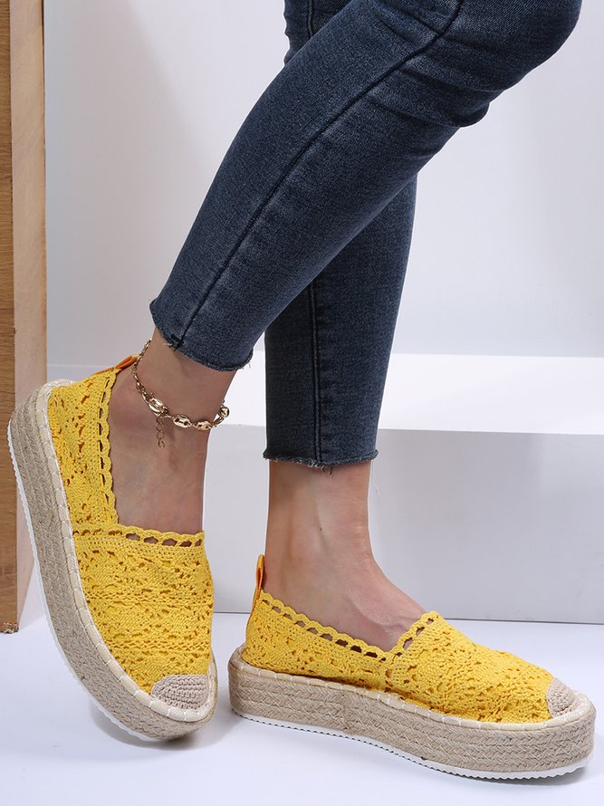 Zapatos De Plataforma Hueco De Encaje Pajita Suela