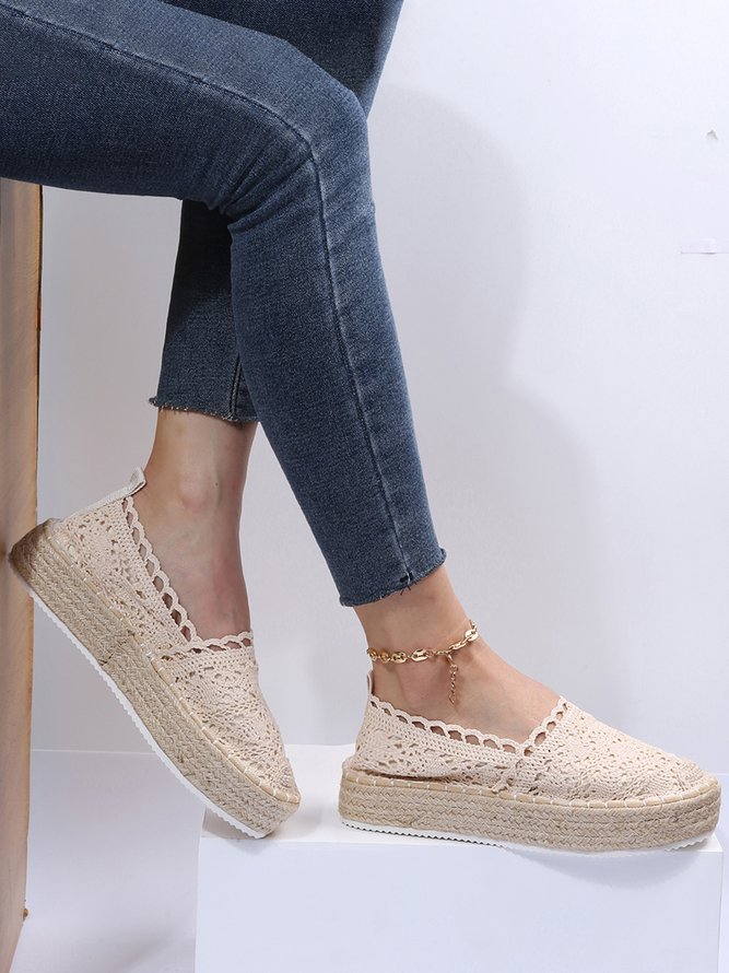 Zapatos De Plataforma Hueco De Encaje Pajita Suela