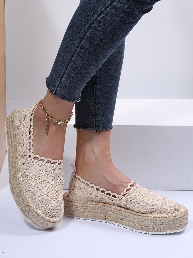 Zapatos De Plataforma Hueco De Encaje Pajita Suela