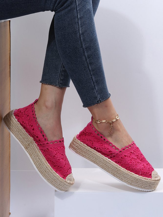 Zapatos De Plataforma Hueco De Encaje Pajita Suela
