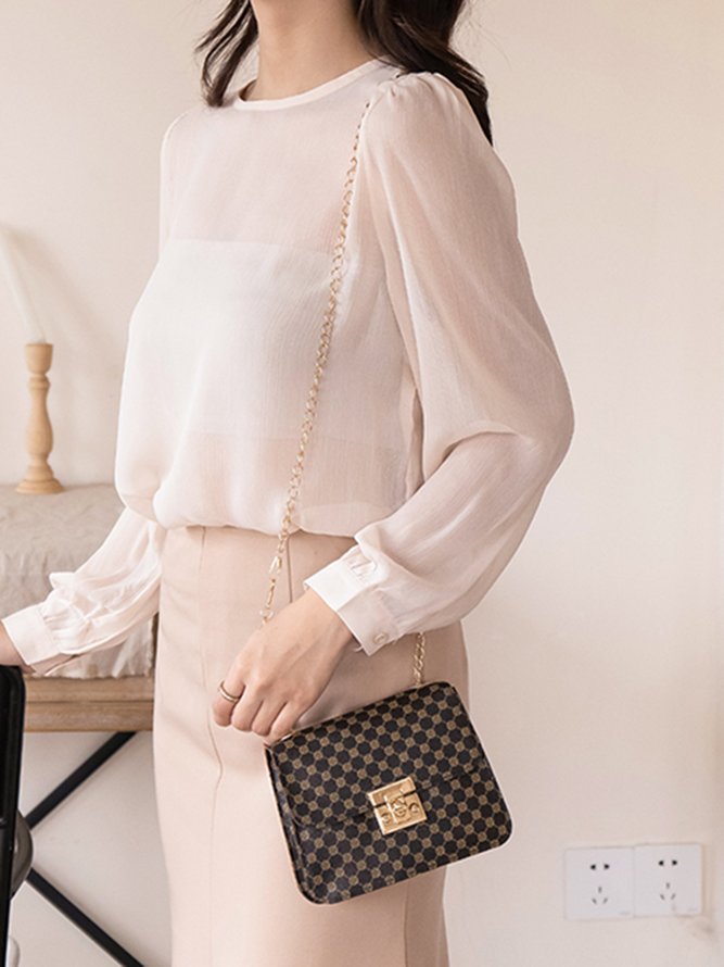 Bandolera De Mujeres Elegante Geométrico Estampado Metal Cadena Bandolera
