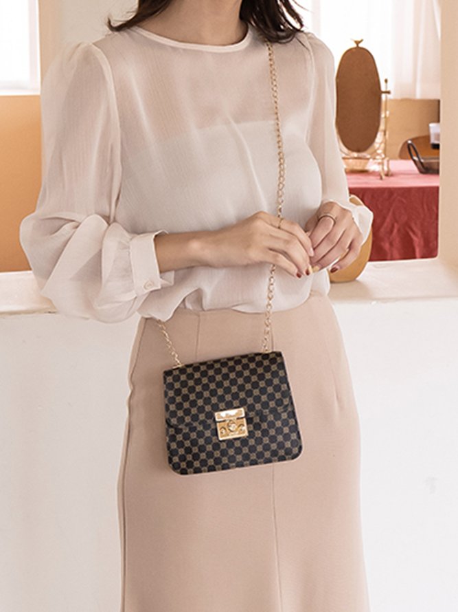 Bandolera De Mujeres Elegante Geométrico Estampado Metal Cadena Bandolera
