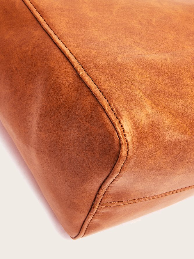 Cuero Con Bolsillos De Mujeres Gran Capacidad Totalizador Bolso En Suave Cuero Mano Hombro De Un Lado Retro Aceite Encerado