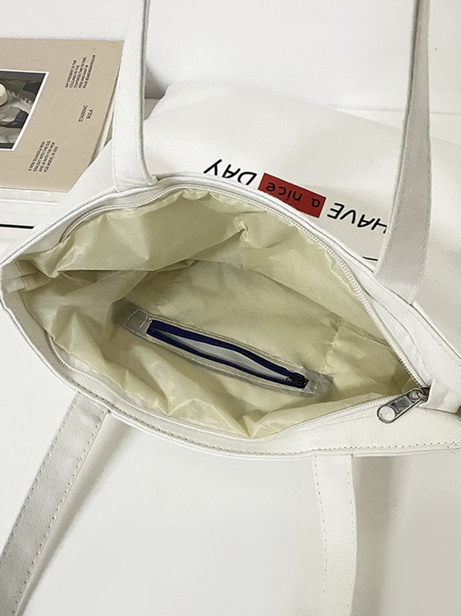 Gato Cremallera Algodón Gran Capacidad Compras Bolso Bandolera