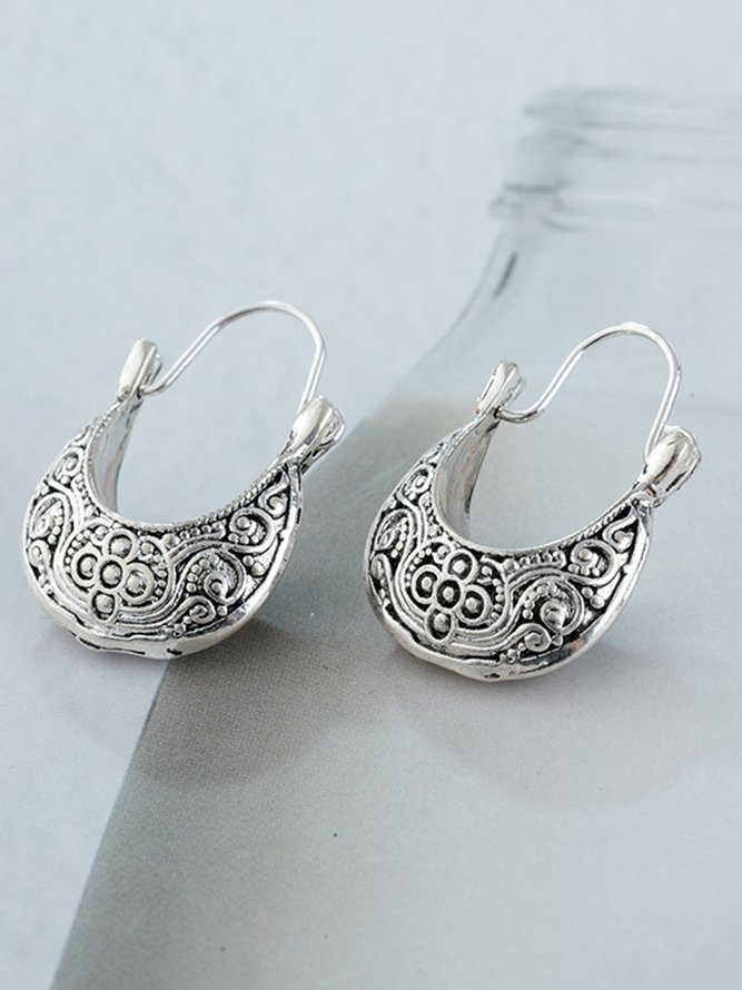 Mujer Plata Retro Tribal Vacaciones Aretes