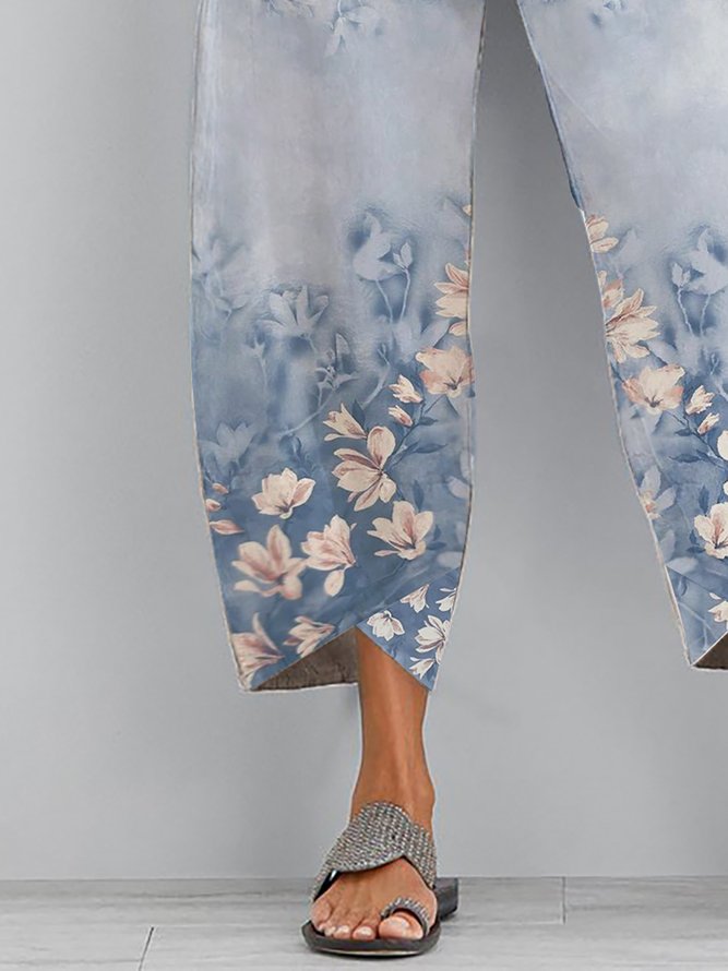 Pantalones Casual Floral Aflojar
