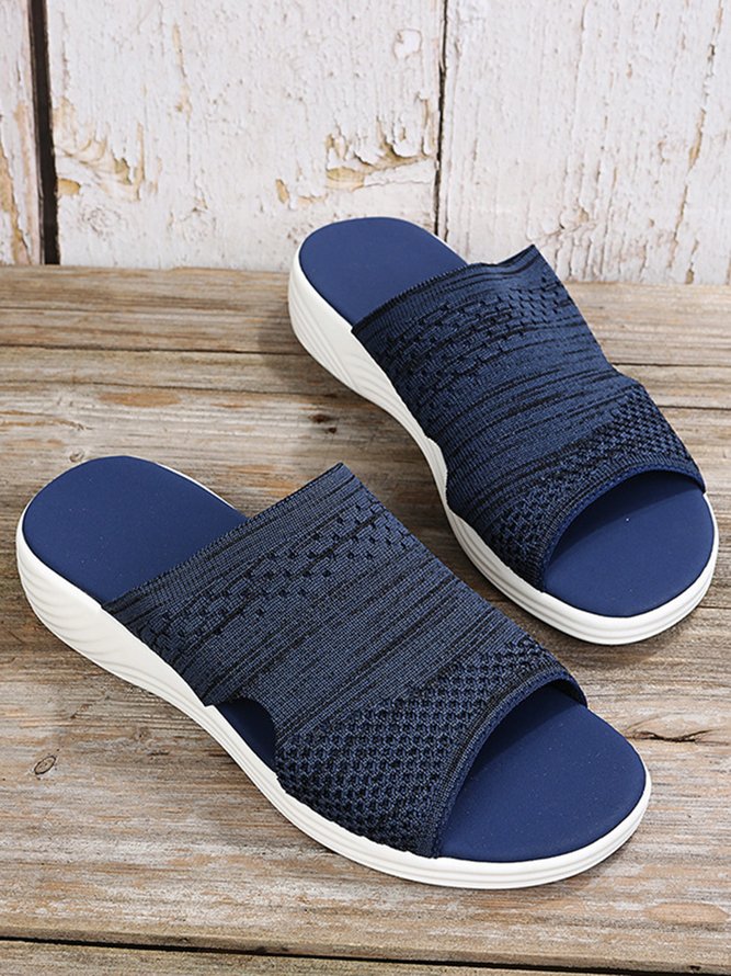 Liso Cómodo Flyknit Cuña Deportes Pantuflas