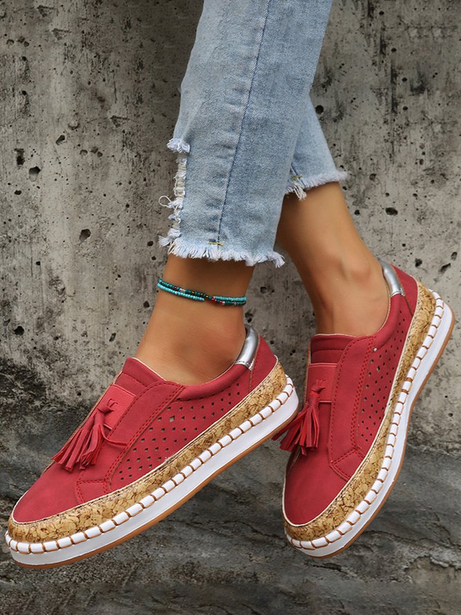 Raya Recorte Embellecido Respirable Zapatos Planos