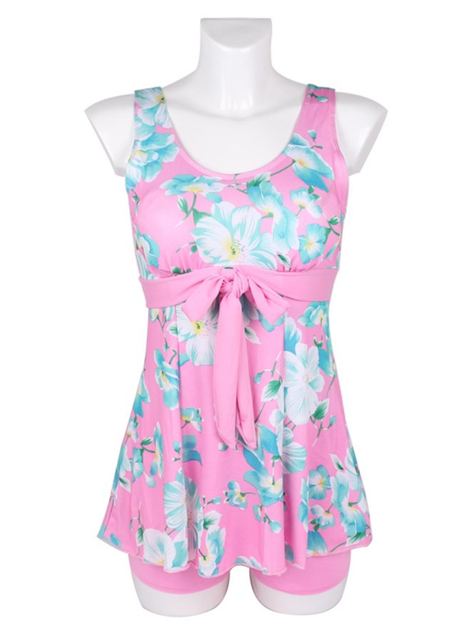 Playa Vacación Floral Conservador Barriga Ropa De Cubrirse Tankini Talla Grande
