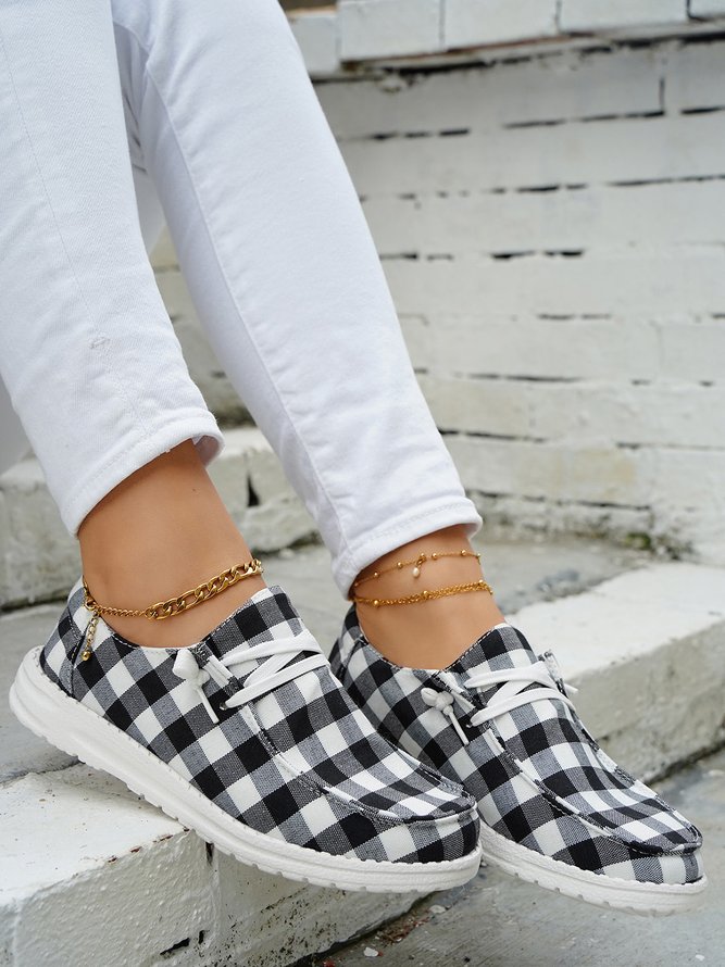 Casual Ligero Lona Con Cordón Zapatos Planos
