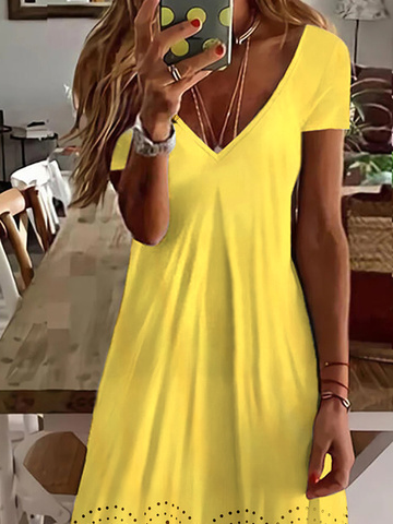 Casual Regular Ajuste Manga Corta Tejer Vestido