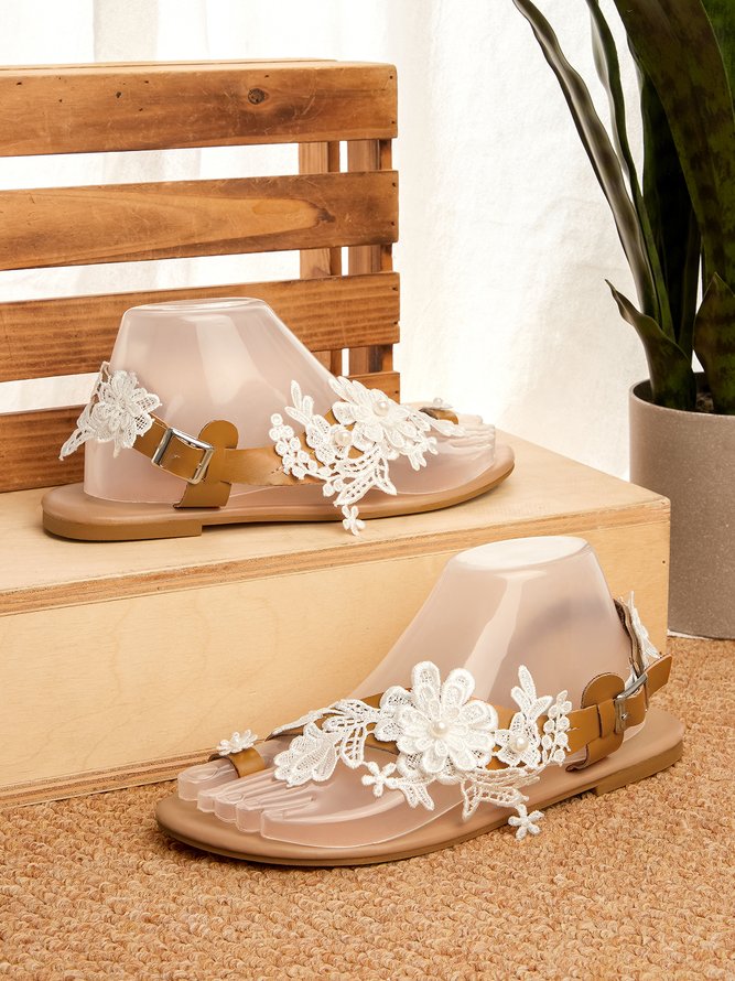 De Mujeres Romántico Blanco Flor Decorativo Bodas Sandalias