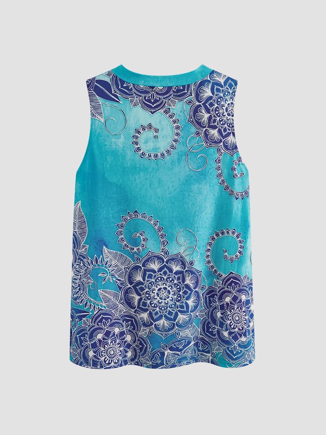 Retro Folk Patrón Flor Patrón Flojo Top Camiseta Talla Grande