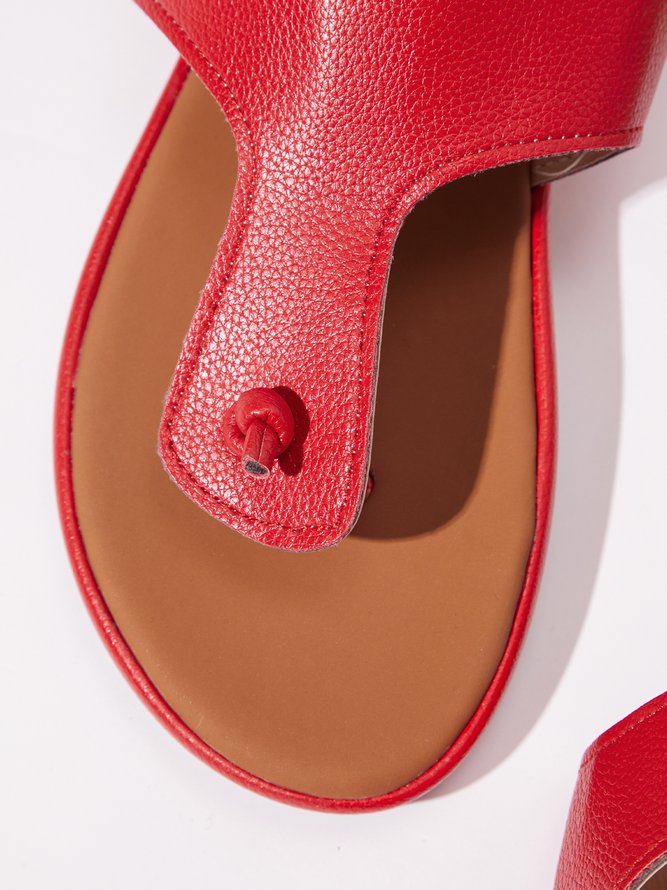 Sandalias De Cuña Mujeres Casual Verano Cómodo Tanga Slip-On