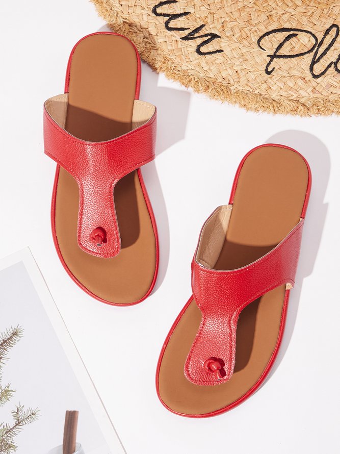 Sandalias De Cuña Mujeres Casual Verano Cómodo Tanga Slip-On
