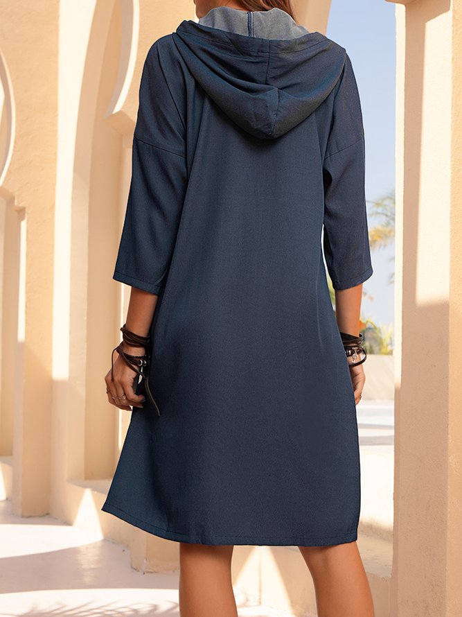 Mujeres Casual Primavera Color Puro Ligero No Elasticidad Diario Casual Seda artificial Hasta la rodilla Vestido