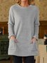 Felpa Escote Redondo Casual Térmico Vestido