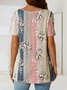 Cuello Pico Floral Aflojar Casual Manga Corta Top