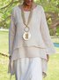 Blusa Casual de Manga Larga de Talla Grande con Escote Redondo