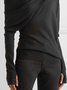Color Manga Larga Algodón Mezclado Casual Top