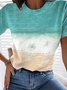 Ombre/Tie-Dye Manga Corta Casual Mar Estampado Camiseta