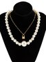 Collar Retro Exagerado Perla Con Sarta De Cuentas