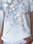 Casual Floral Aflojar Manga Corta Camiseta