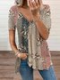 Cuello Pico Floral Aflojar Casual Manga Corta Top