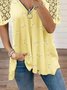 Cuello Pico Aflojar Corazón Manga Corta Top