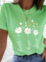 Floral Regular Ajuste Casual Manga Corta Camiseta
