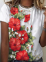 Verano Floral Diseño Casual Cuello Redondo Manga Corta Camiseta