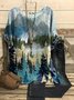 Escote Redondo Casual Paisaje Estampado Top