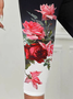 Casual Floral Diseño Alto Estiramiento Tejido Leggings