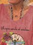 De Talla Grande Susurro Palabras De Sabiduría Estampado Libélula Y Flores Gráfico Camiseta
