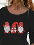 Escote Redondo Casual  Flojo Navidad Camiseta