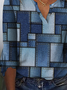 Geométrico Con Cuello de Chal Flojo Casual Top