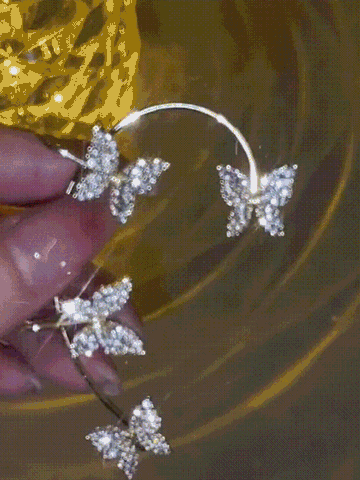 Aleación Diamante De Imitación Mariposa Bofetada Aretes