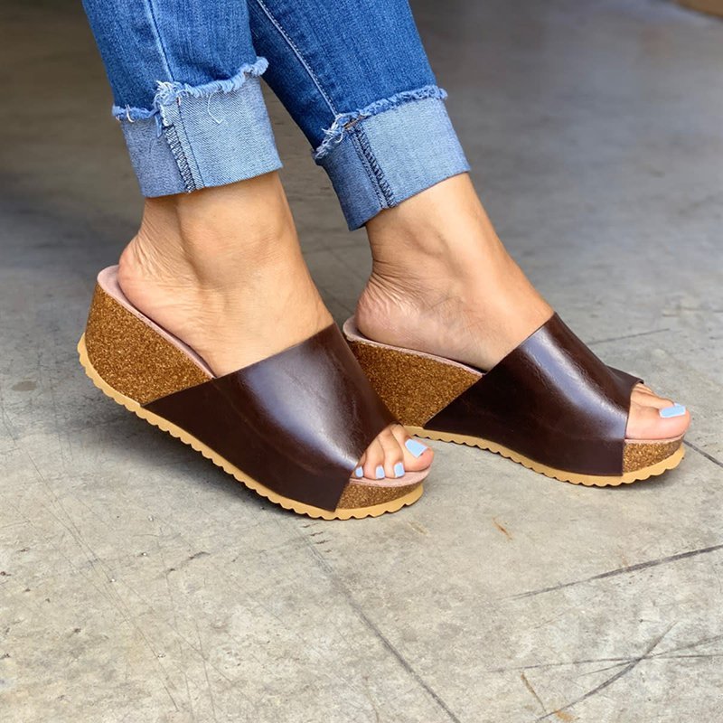 slippers with small wedge heel