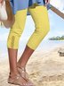 Liso Color Estampado Cintura Elástica De Encaje Alto Elástico Pantalones Capri Leggings Talla Grande