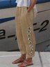 Casual Aflojar Bolsillos Floral Pantalones